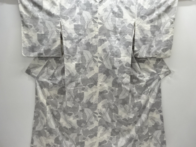 JAPANESE KIMONO / ANTIQUE FLORAL PATTERN WOVEN TSUMUGI KIMONO